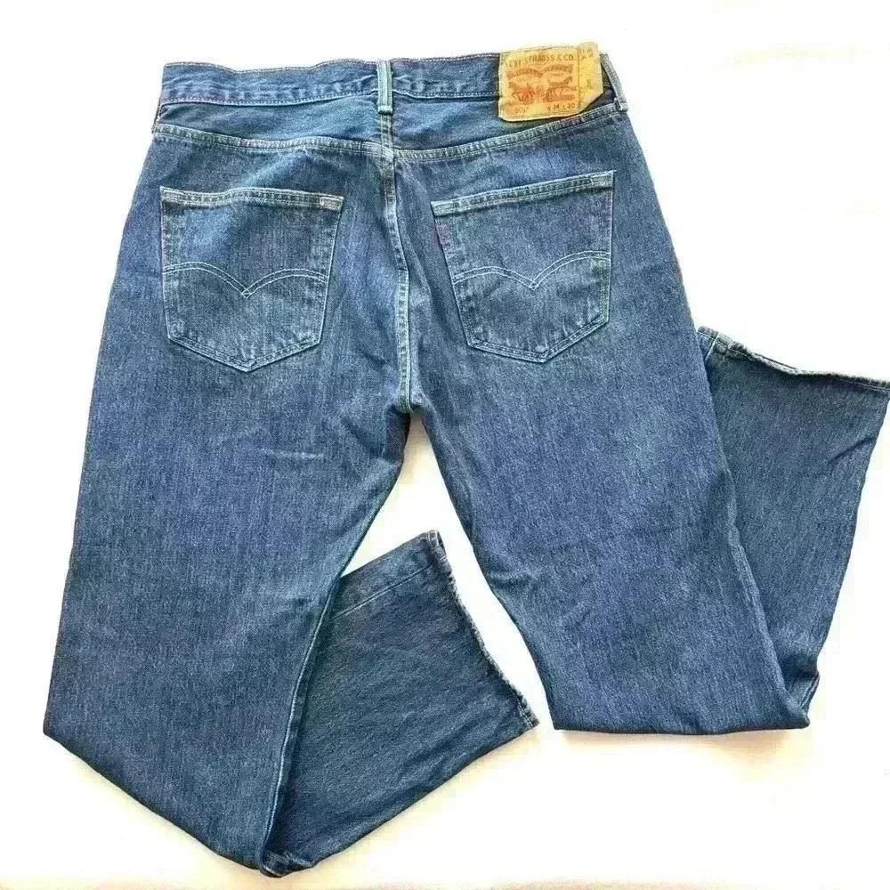 Rare Levis 501 Button Fly X-Large Patch Rugged Solid Red‎ Tag Jean Size 34/30